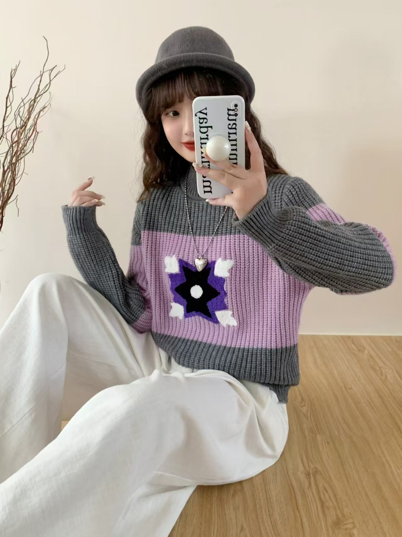 【tops】厚手長袖ニットセーターG23826