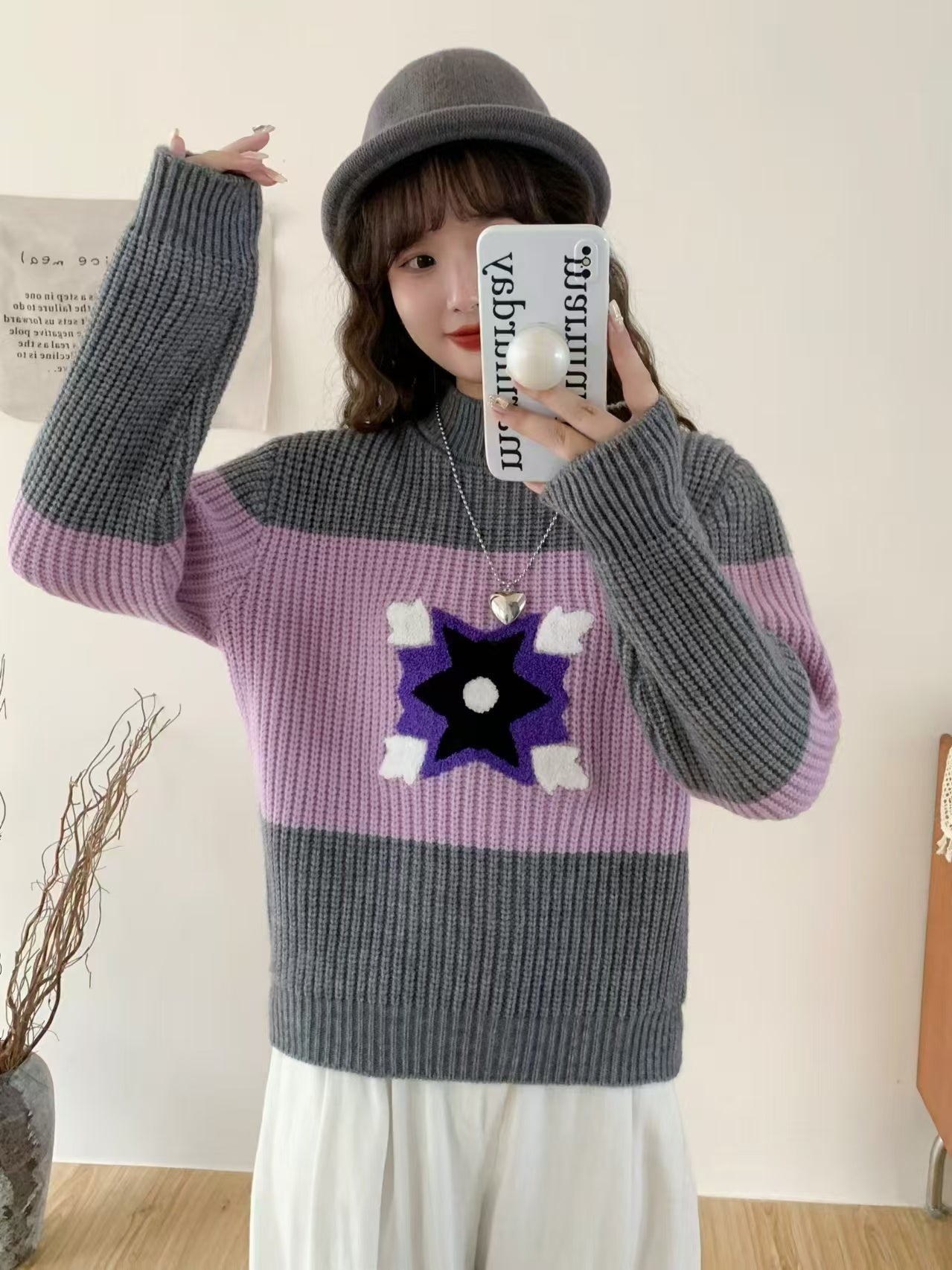 【tops】厚手長袖ニットセーターG23826