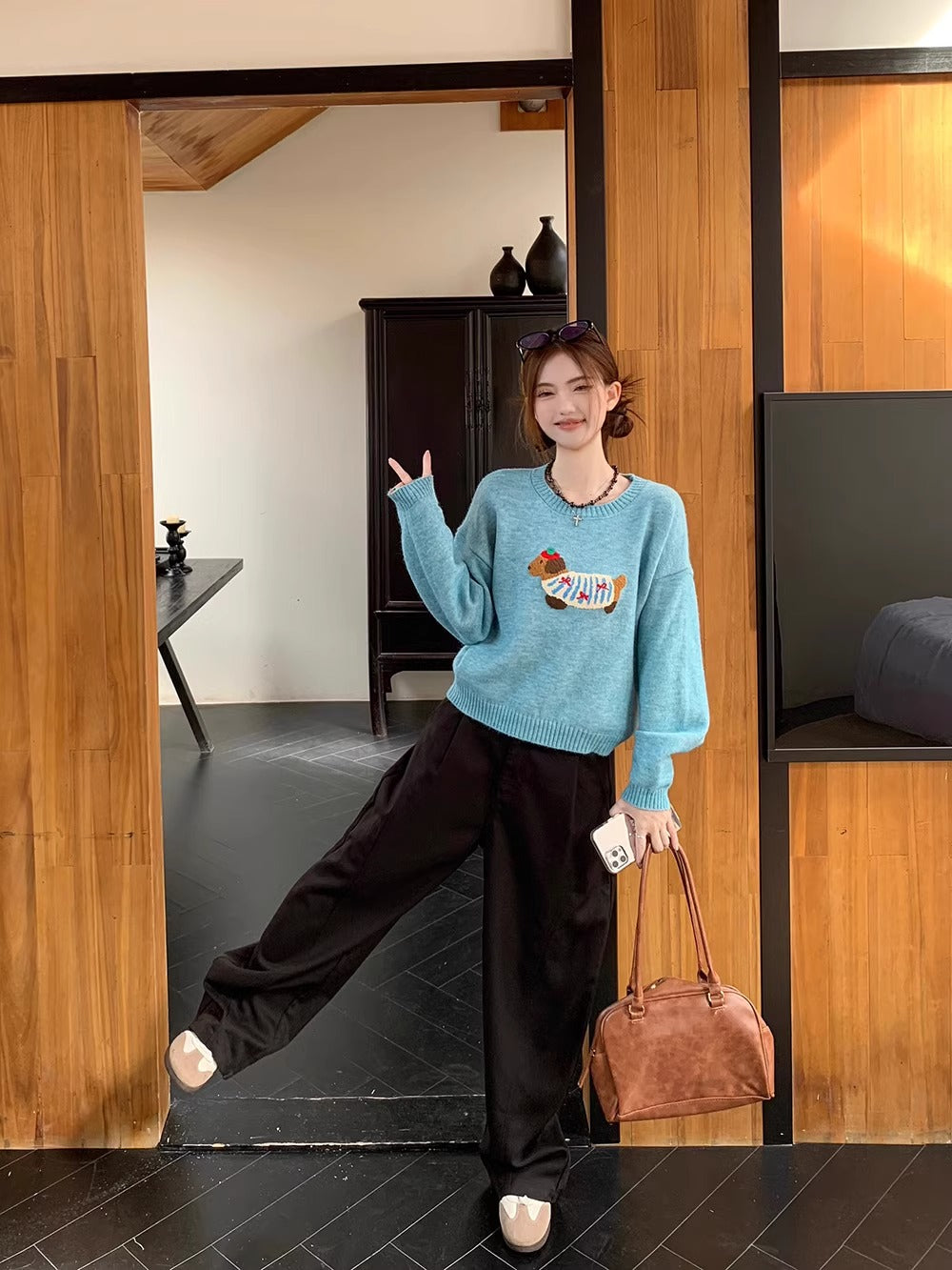 【tops】ゆったり長袖ニットセーターG23827