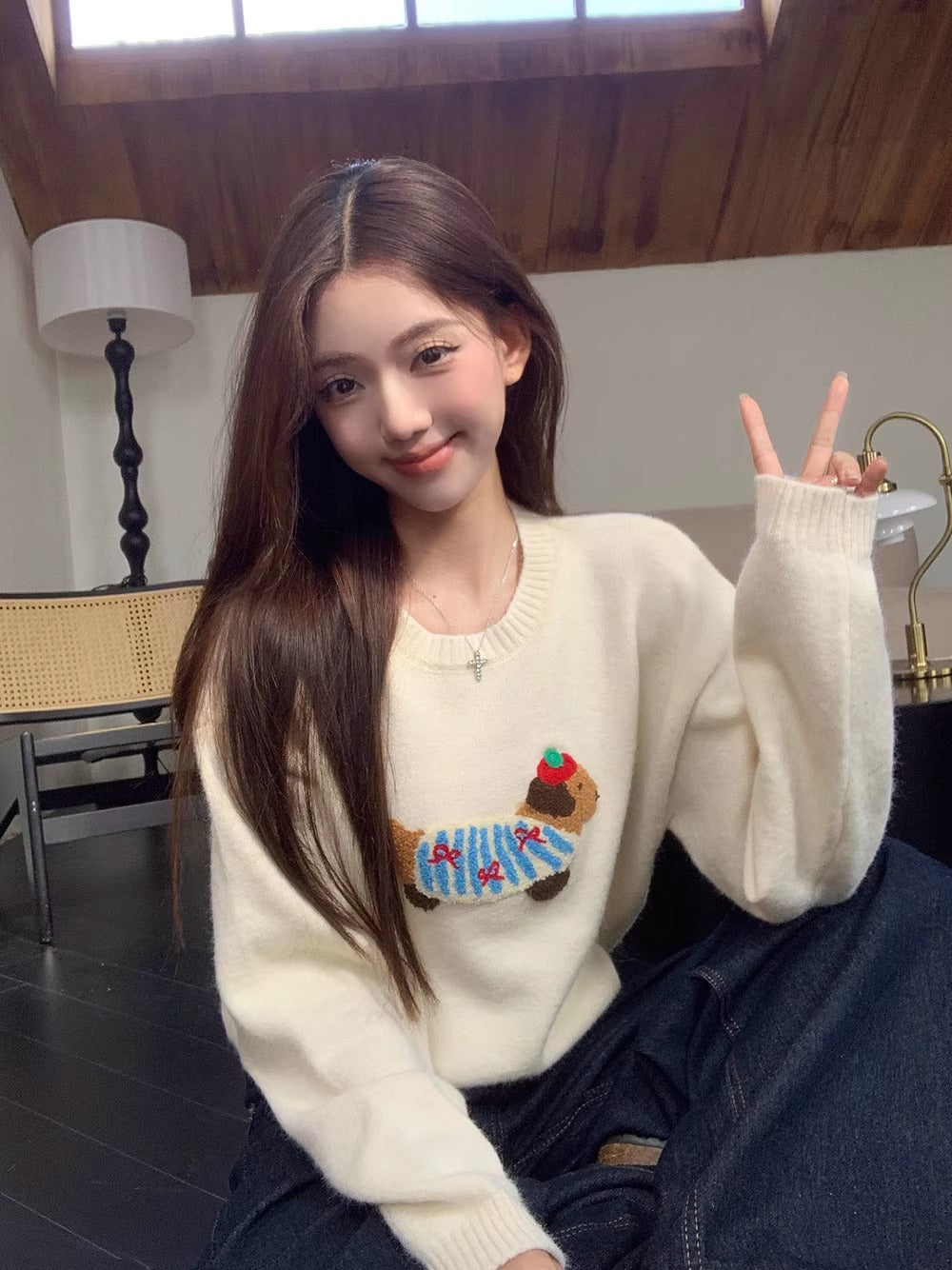 【tops】ゆったり長袖ニットセーターG23827