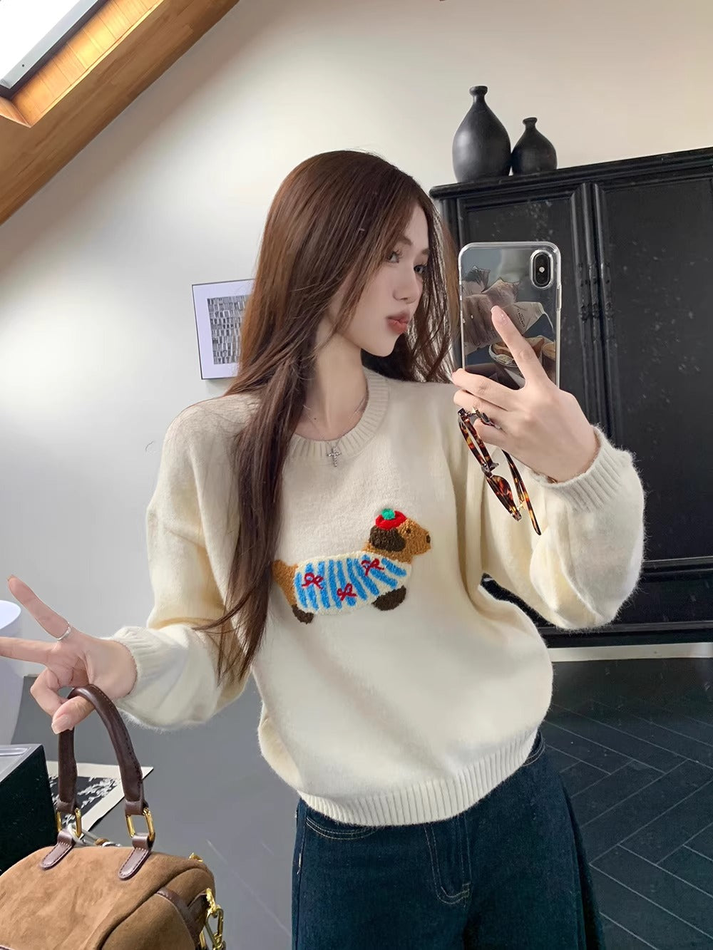 【tops】ゆったり長袖ニットセーターG23827