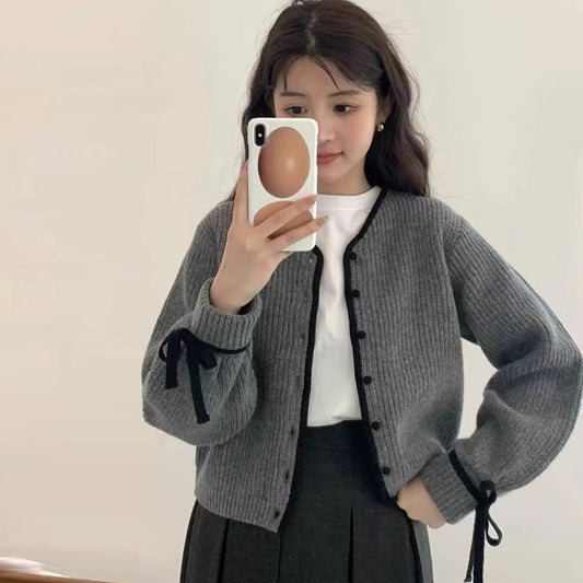 【outer】秋冬リボンニットカーディガンG23828