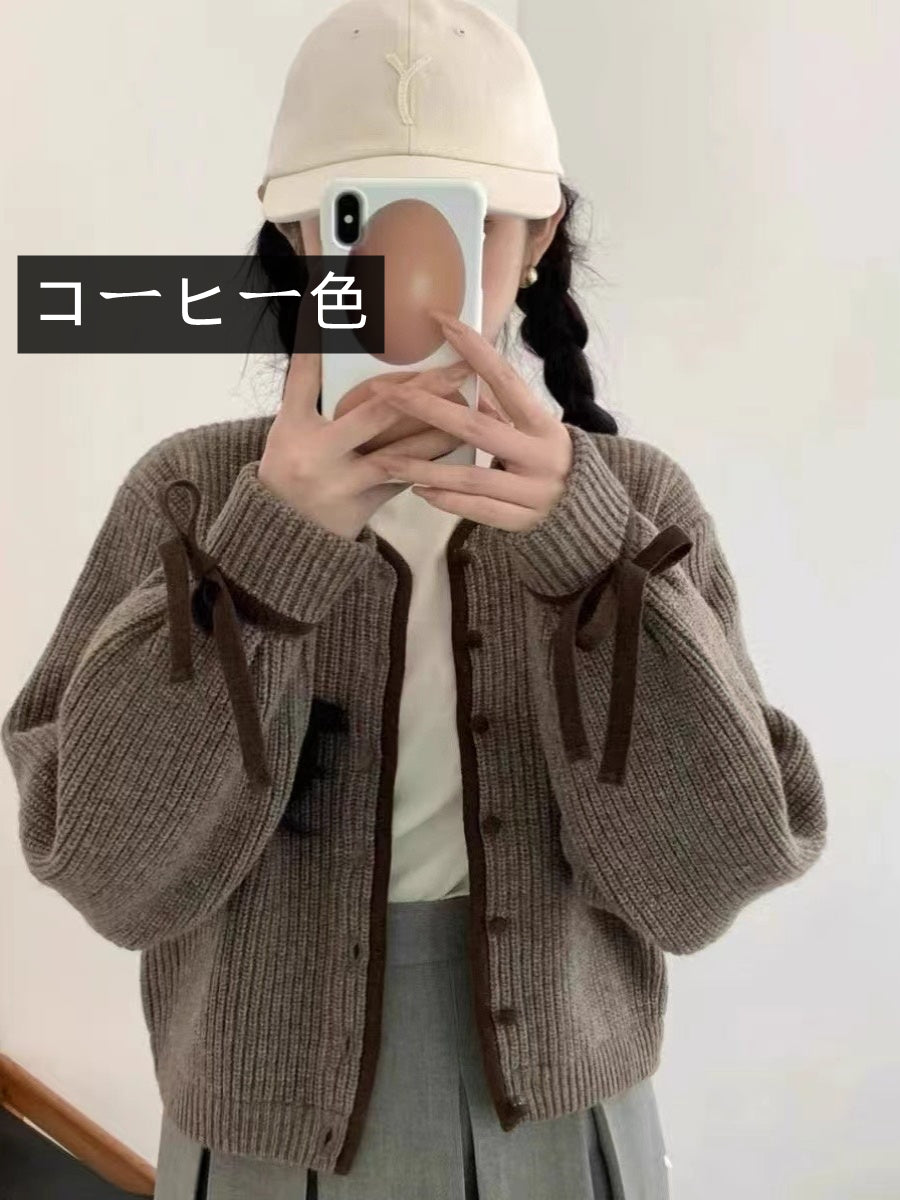 【outer】秋冬リボンニットカーディガンG23828