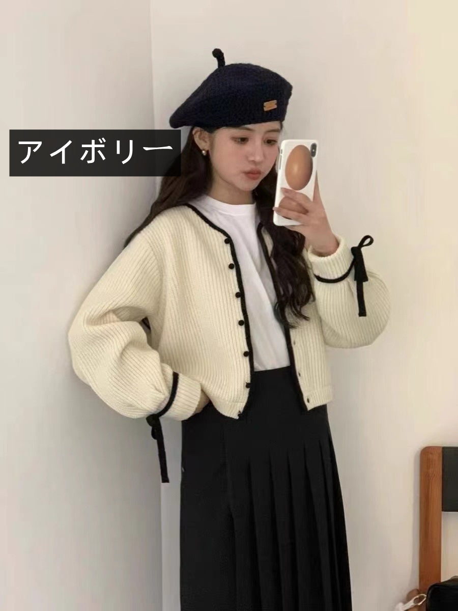 【outer】秋冬リボンニットカーディガンG23828