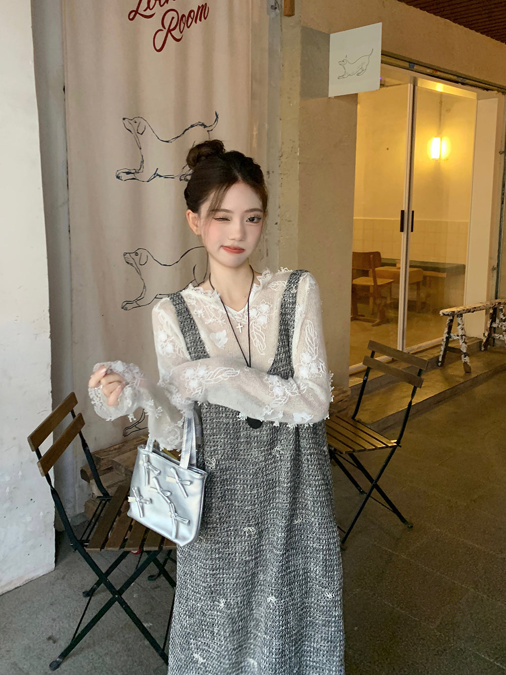 【dress】ツイードバックリボンワンピースG23830