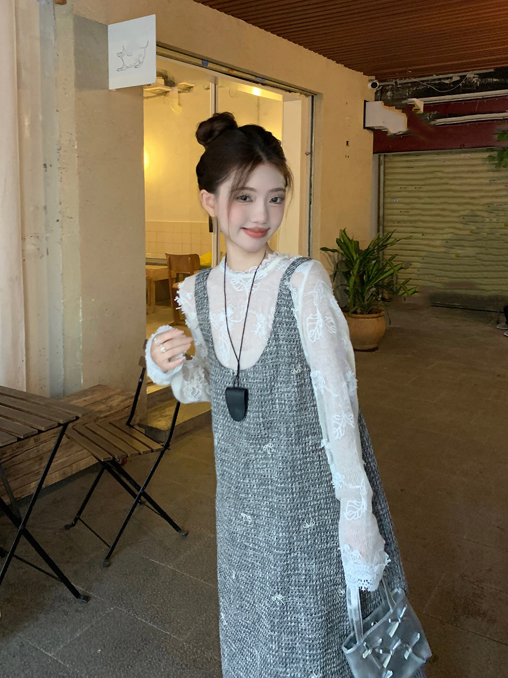 【dress】ツイードバックリボンワンピースG23830