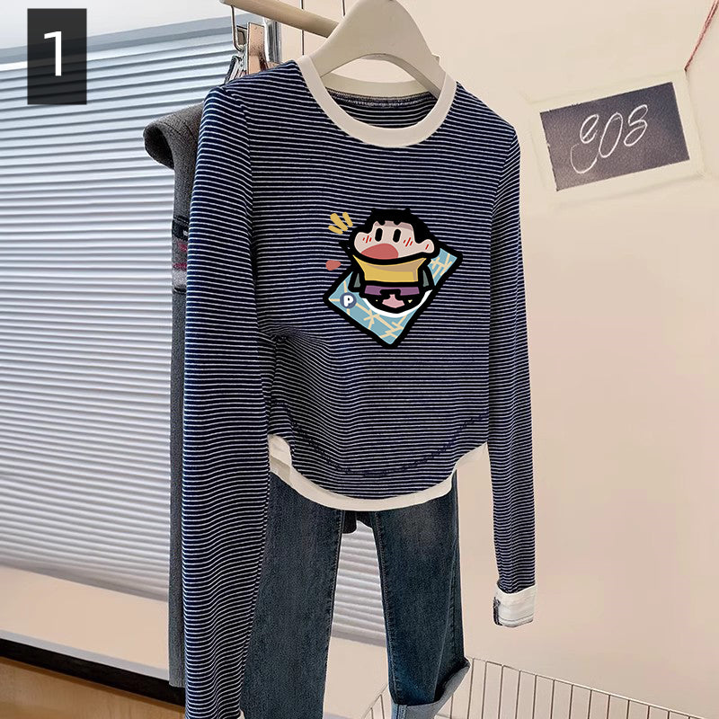 【tops】ストライプ柄長袖TシャツG23837