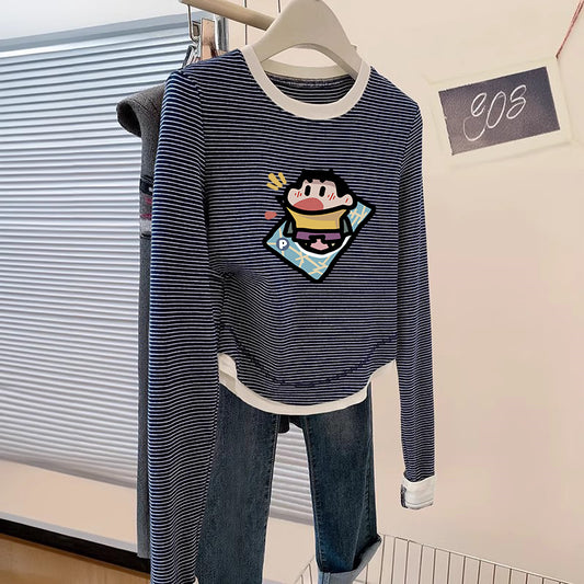 【tops】ストライプ柄長袖TシャツG23837