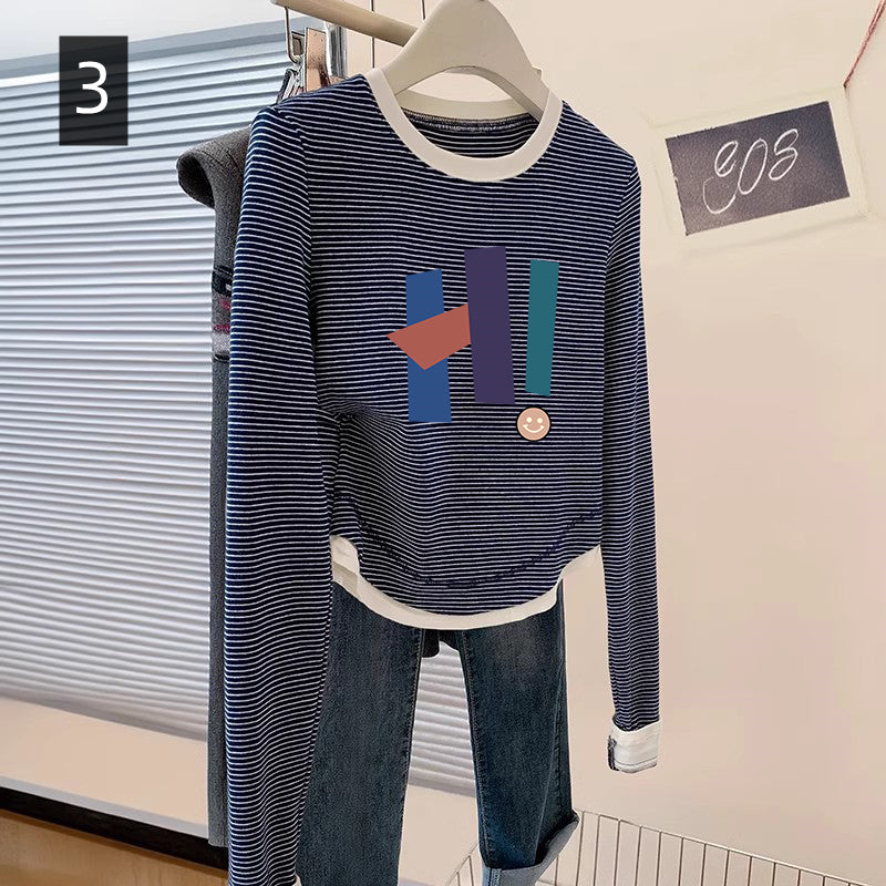 【tops】ストライプ柄長袖TシャツG23837