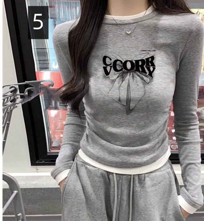 【tops】偽二つ切り替えTシャツG23839