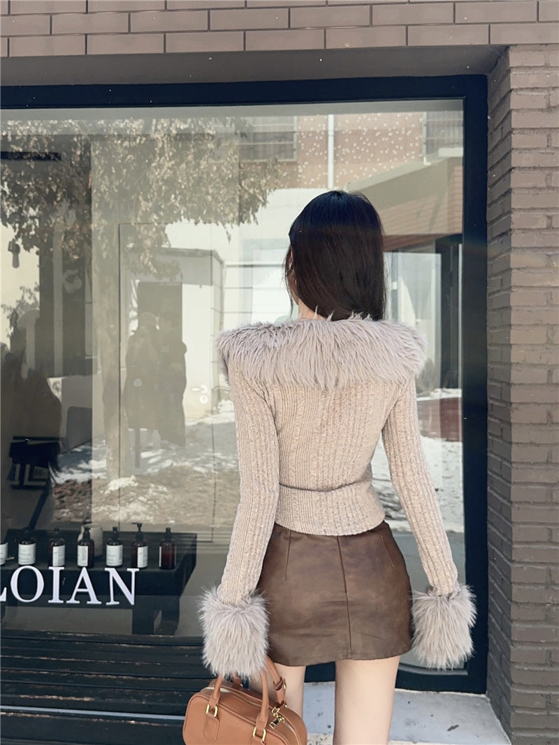 【tops】ファー秋冬ニットセーターG23841