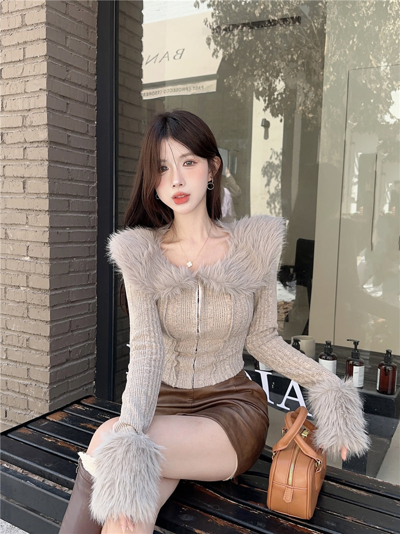 【tops】ファー秋冬ニットセーターG23841