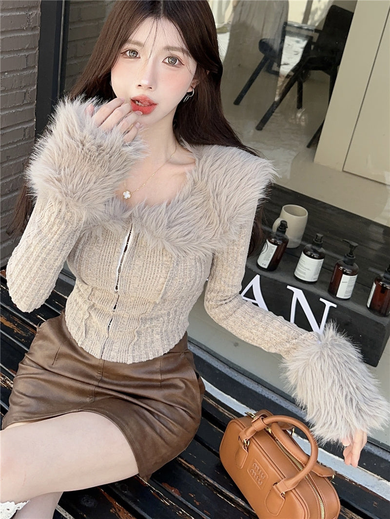 【tops】ファー秋冬ニットセーターG23841