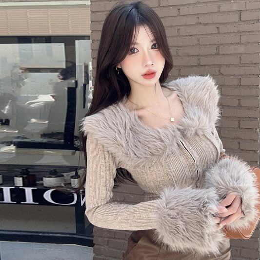 【tops】ファー秋冬ニットセーターG23841