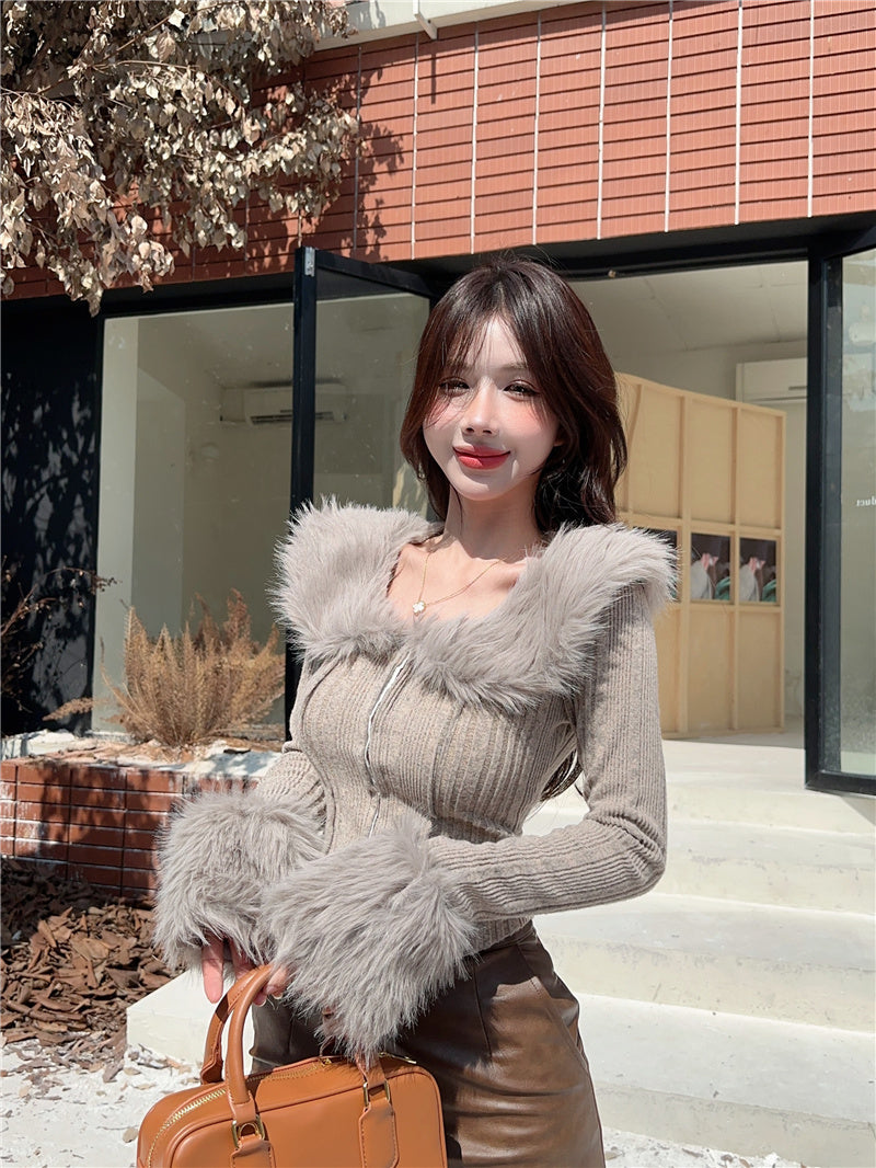 【tops】ファー秋冬ニットセーターG23841