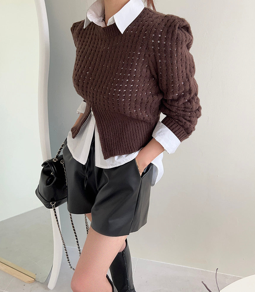 【tops】透かし彫りニットセーターG23847