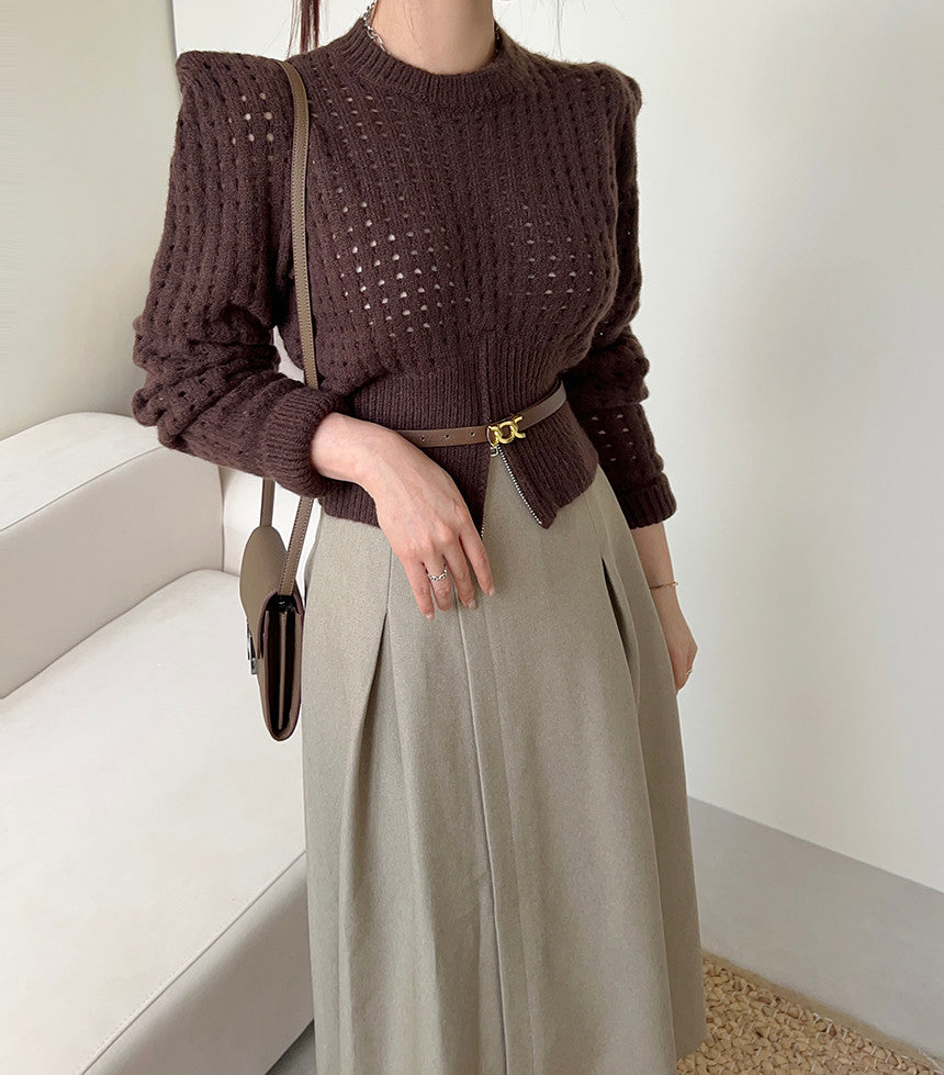 【tops】透かし彫りニットセーターG23847