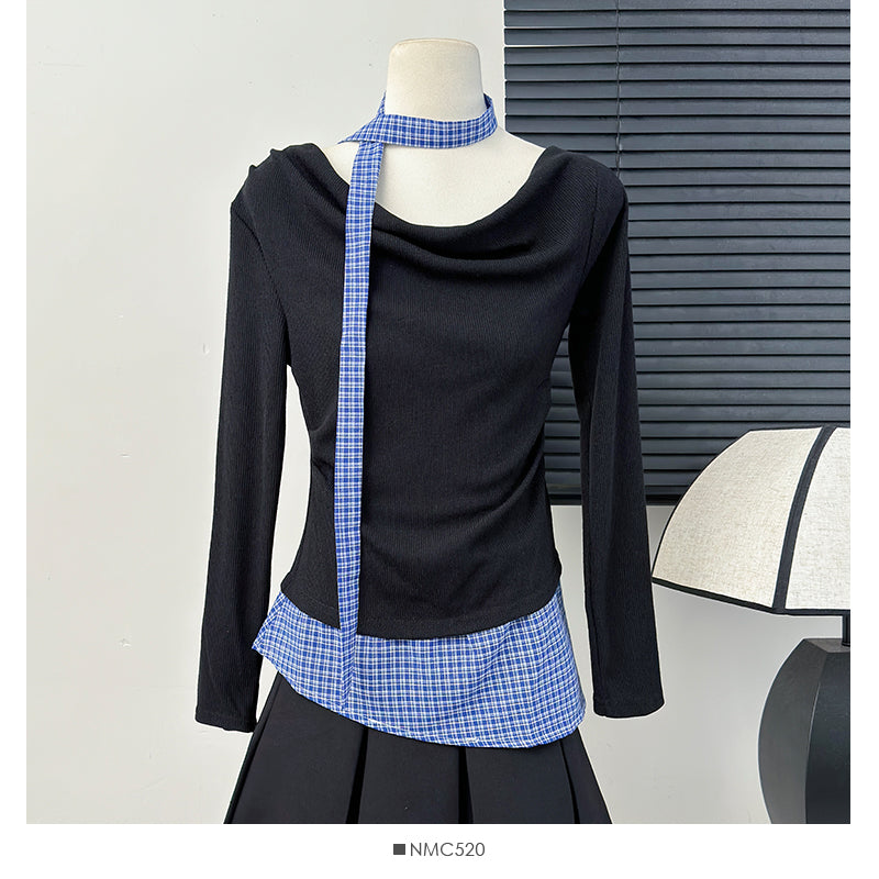 【tops】偽二つ切り替えTシャツG23848