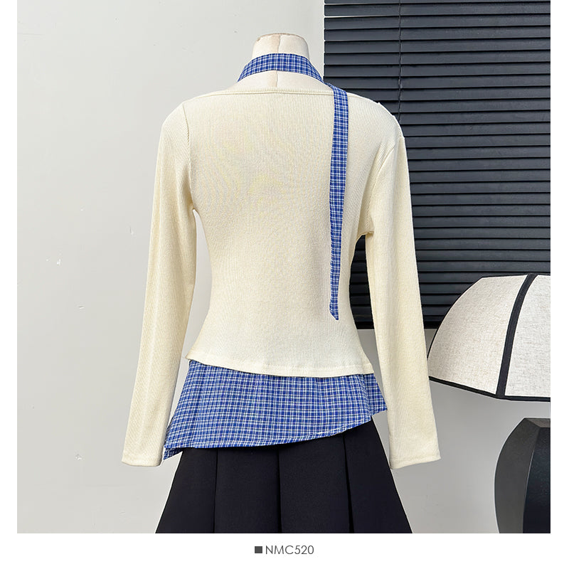 【tops】偽二つ切り替えTシャツG23848