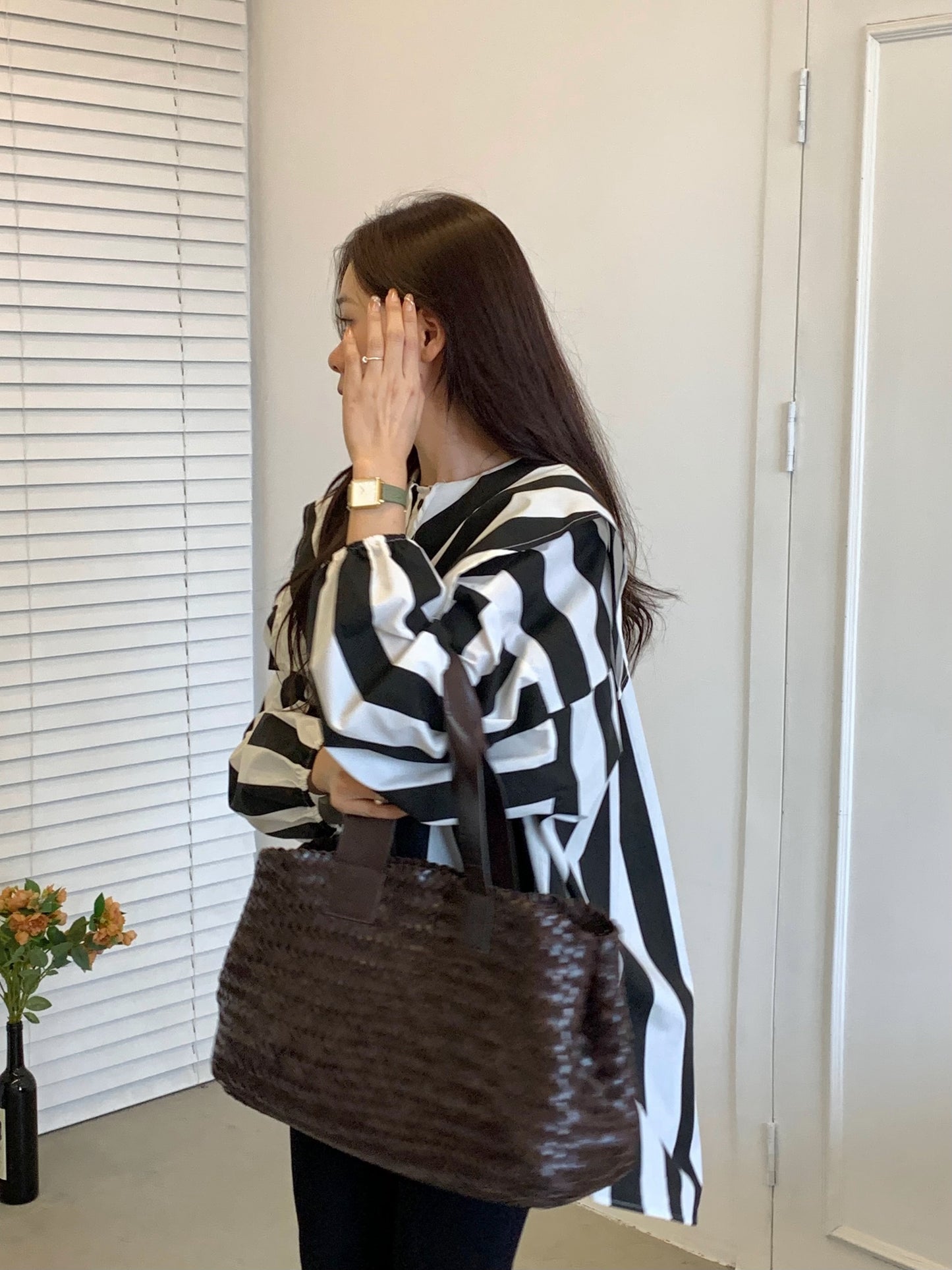 【tops】長袖シャツストライプ柄シャツG23850