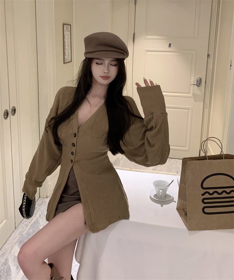 【outer】VネックニットカーディガンG23856