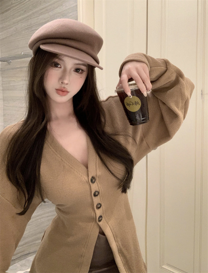 【outer】VネックニットカーディガンG23856