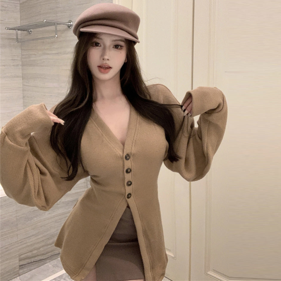 【outer】VネックニットカーディガンG23856