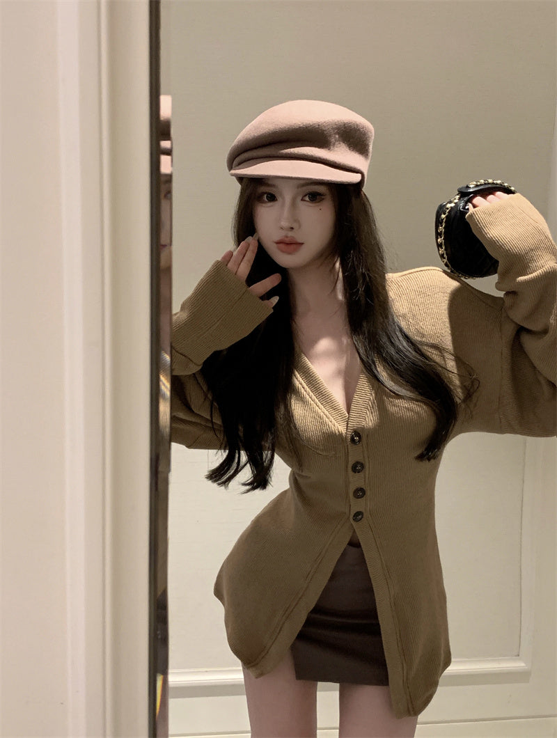 【outer】VネックニットカーディガンG23856