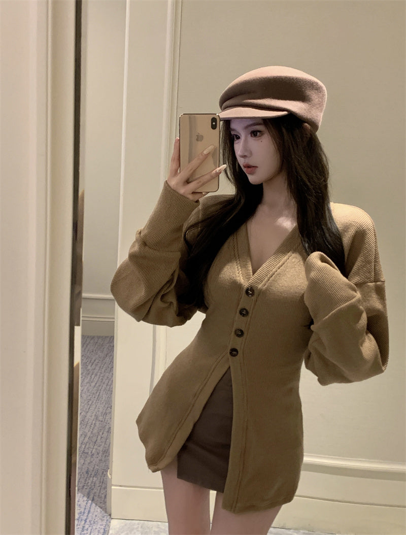 【outer】VネックニットカーディガンG23856