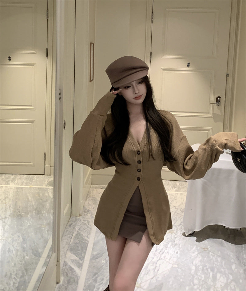 【outer】VネックニットカーディガンG23856