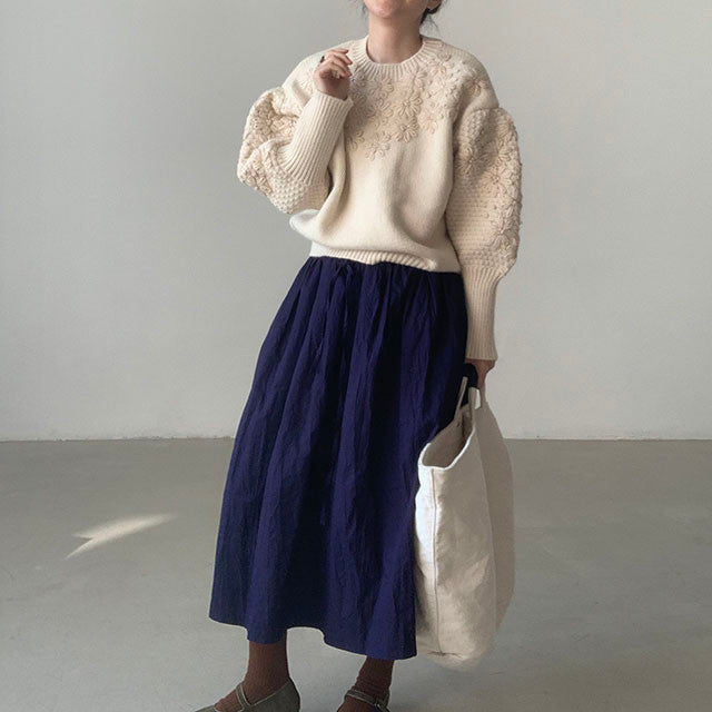 【tops】ランタンスリーブニットセーターG23857