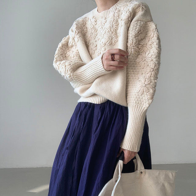 【tops】ランタンスリーブニットセーターG23857