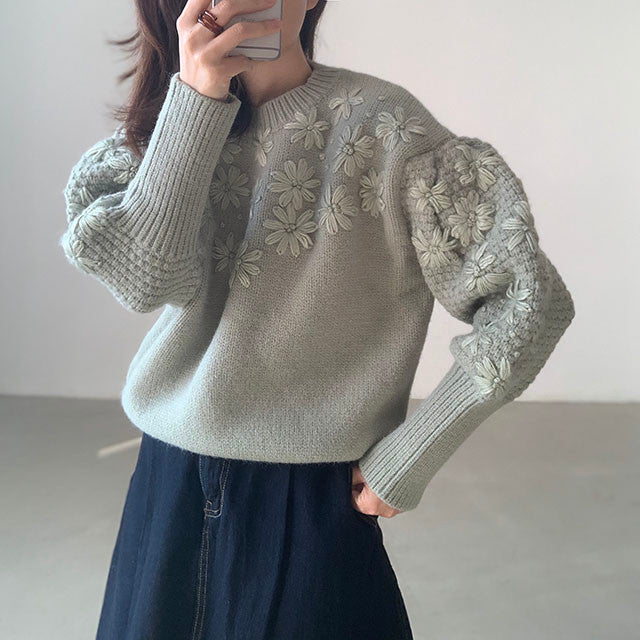 【tops】ランタンスリーブニットセーターG23857