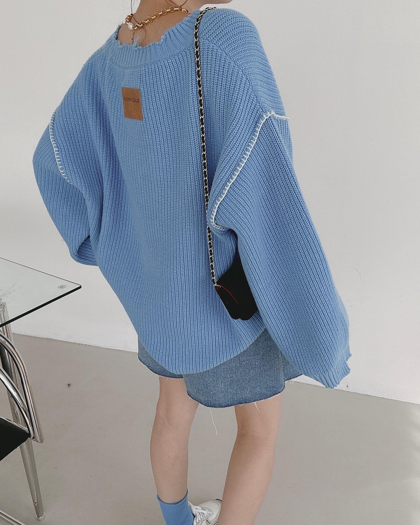 【tops】Vネック長袖ニットセーターG23858