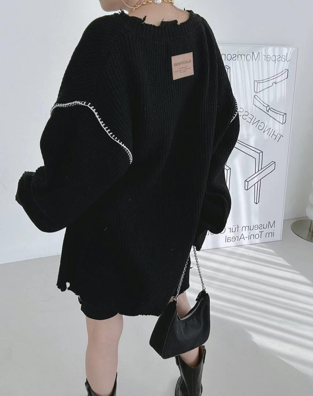 【tops】Vネック長袖ニットセーターG23858