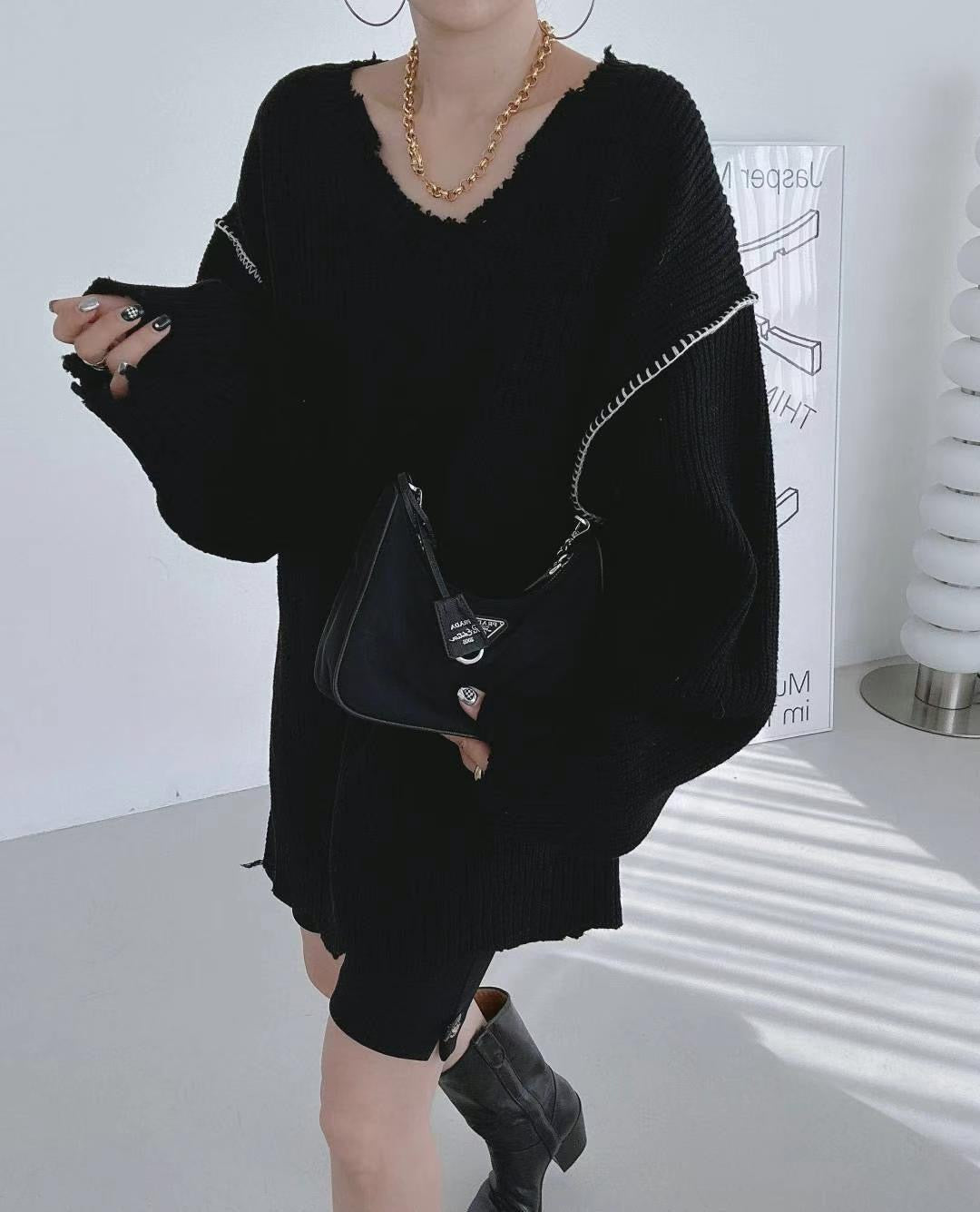 【tops】Vネック長袖ニットセーターG23858