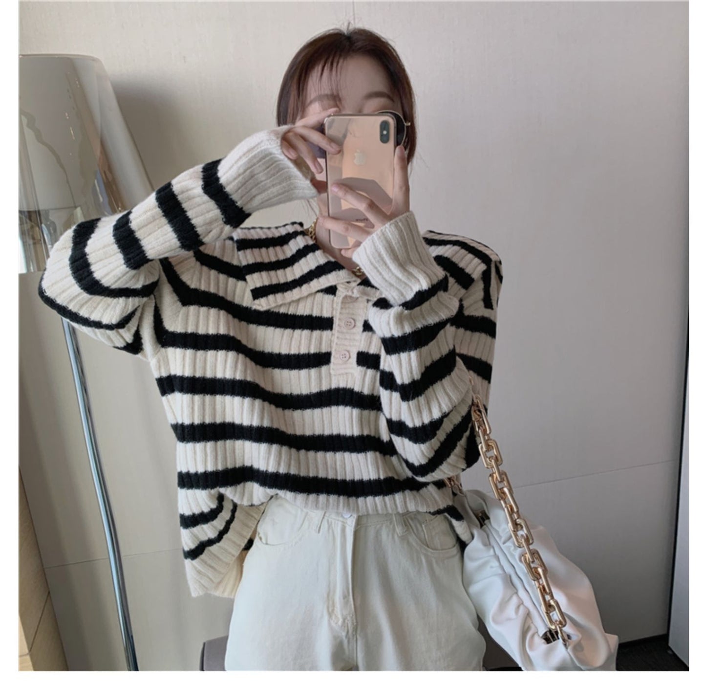 【tops】ストライプ柄ニットセーターG23862