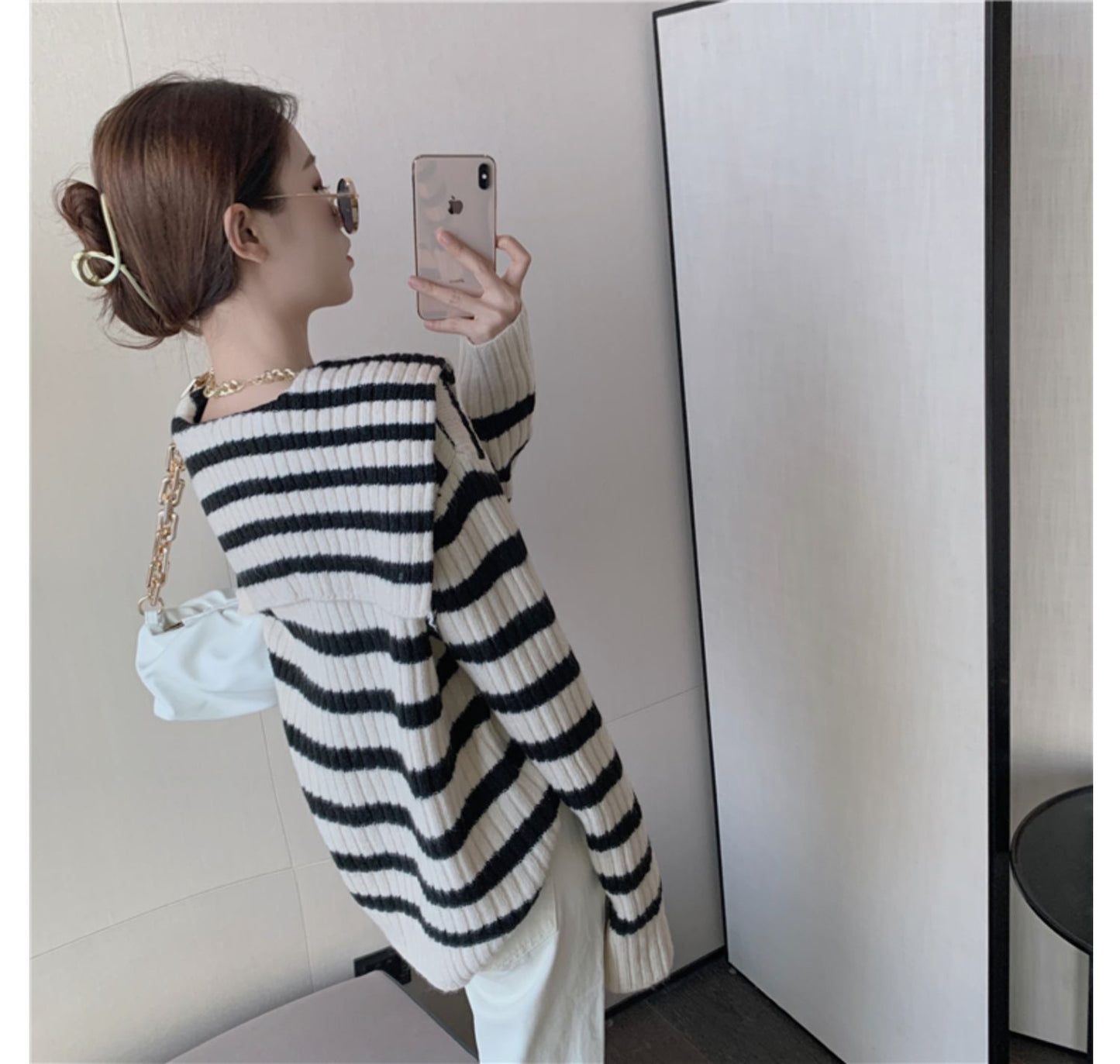 【tops】ストライプ柄ニットセーターG23862