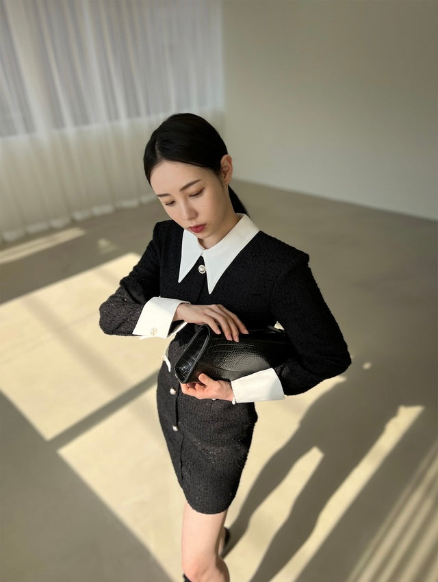 【dress】体型カバー長袖ニットワンピースG23865