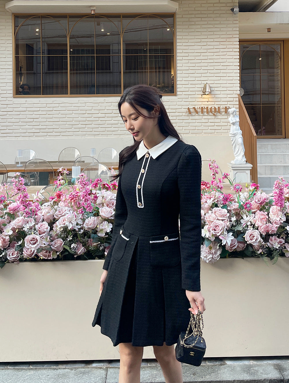 【dress】体型カバー長袖ワンピースG23872