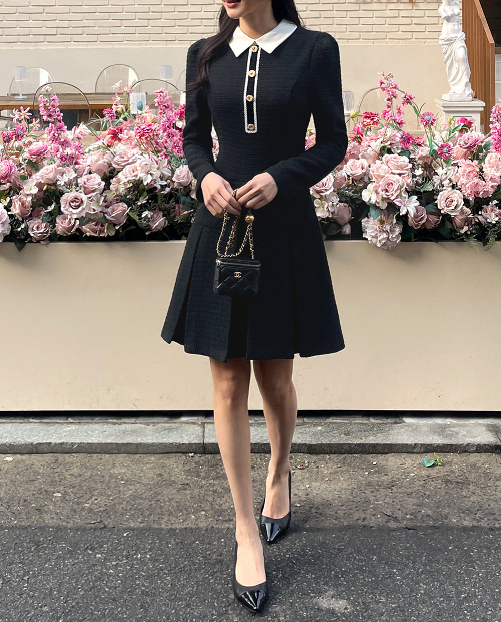 【dress】体型カバー長袖ワンピースG23872