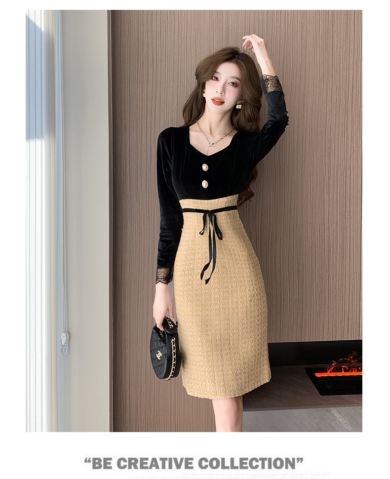 【dress】スクエアネック長袖ワンピースG23873