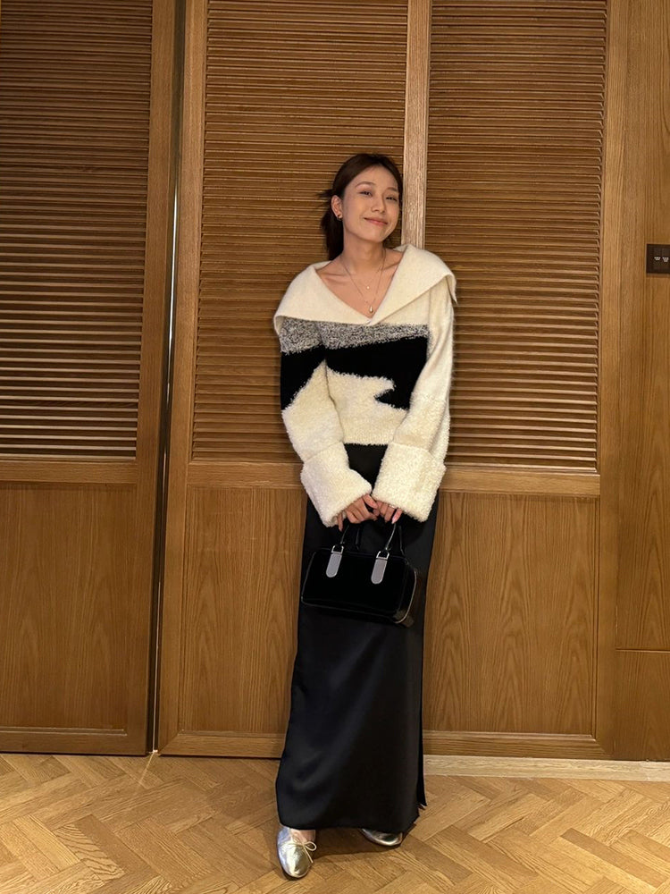 【tops】ゆったり折り襟ニットセーターG23874