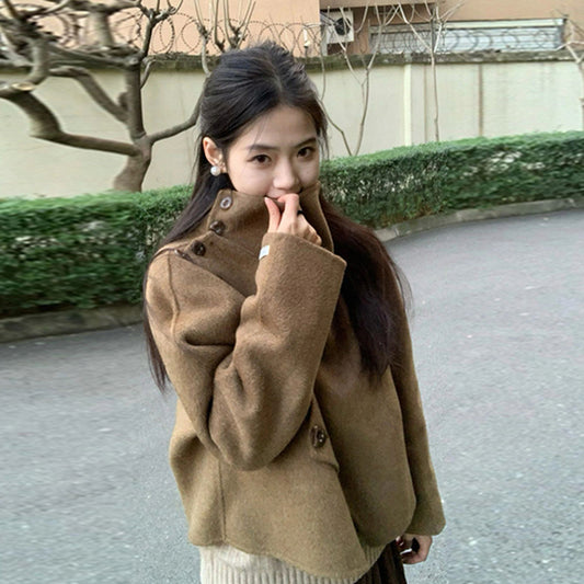 【outer】ハイネックツイードコートG23875