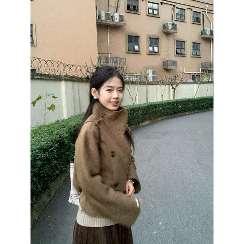 【outer】ハイネックツイードコートG23875