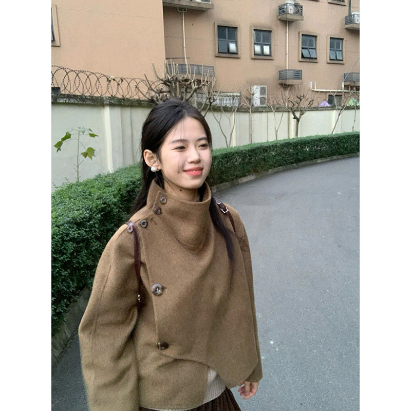 【outer】ハイネックツイードコートG23875