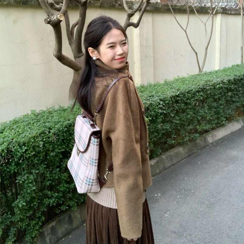 【outer】ハイネックツイードコートG23875