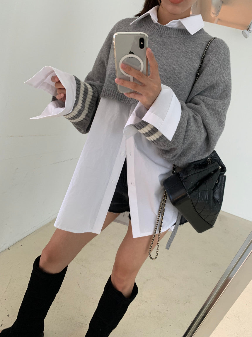 【tops】ラウンドネックニットセーターG23878