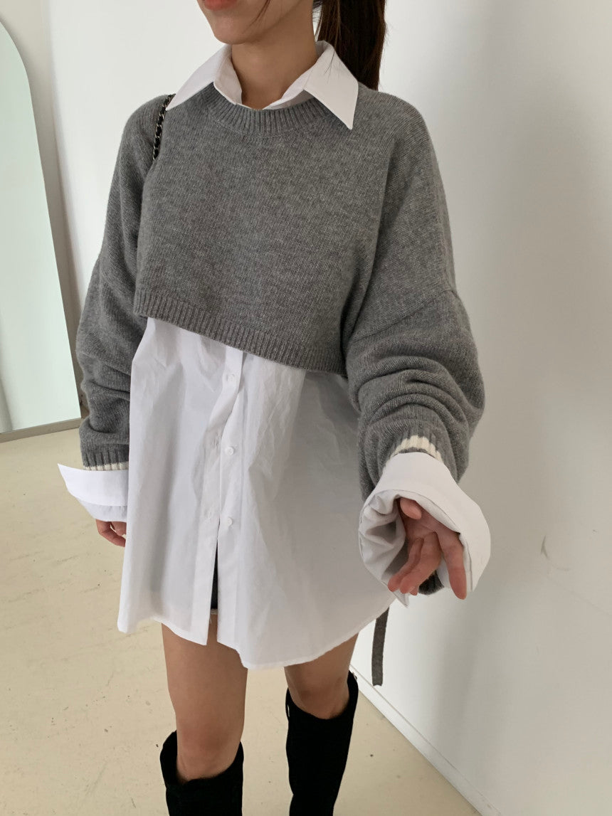 【tops】ラウンドネックニットセーターG23878