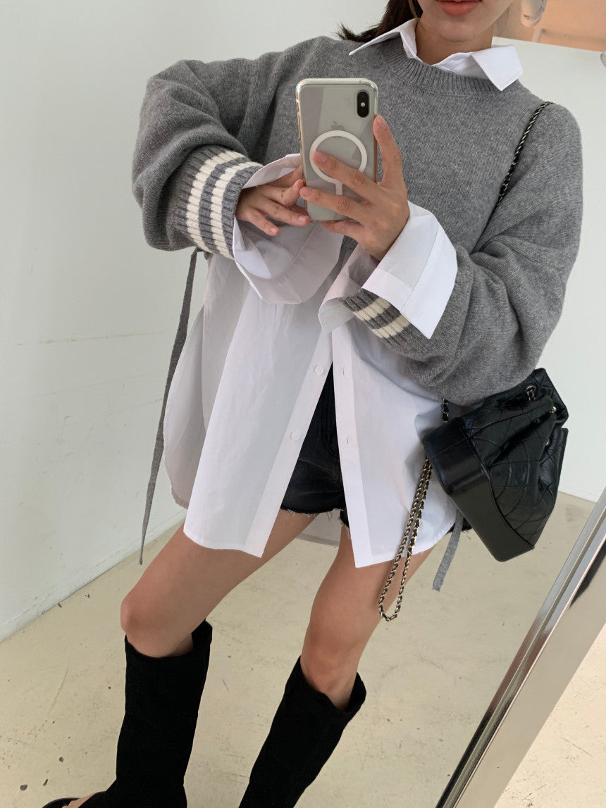 【tops】ラウンドネックニットセーターG23878